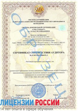 Образец сертификата соответствия аудитора №ST.RU.EXP.00006191-3 Сухой Лог Сертификат ISO 50001